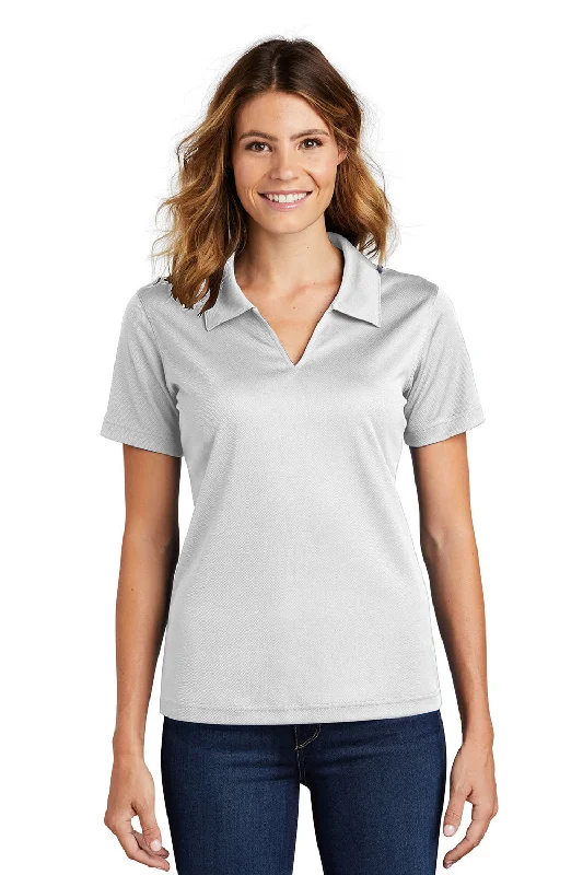 stretch shirts flexible -Sport-Tek Womens Dri-Mesh Moisture Wicking Short Sleeve Polo Shirt - White