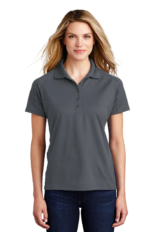 relaxed fit shirts comfy -Sport-Tek Womens Dri-Mesh Moisture Wicking Short Sleeve Polo Shirt - Steel Grey