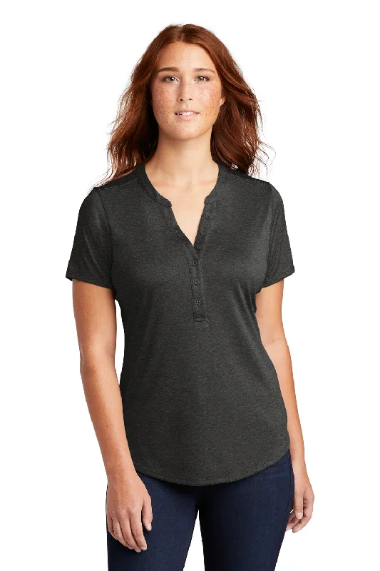 shirts for charisma -Sport-Tek Womens Endeavor Moisture Wicking Short Sleeve Polo Shirt - Heather Black