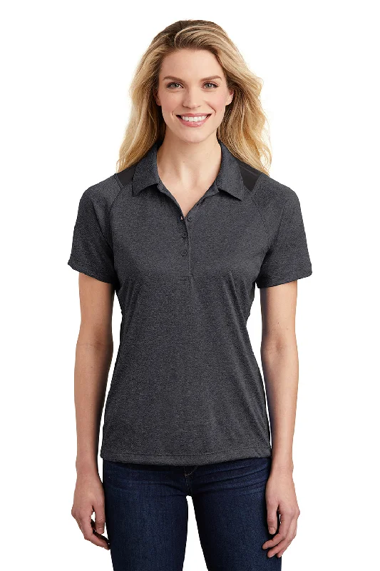 dolman sleeve blouses loose -Sport-Tek Womens Heather Contender Moisture Wicking Short Sleeve Polo Shirt - Heather Graphite Grey/Black