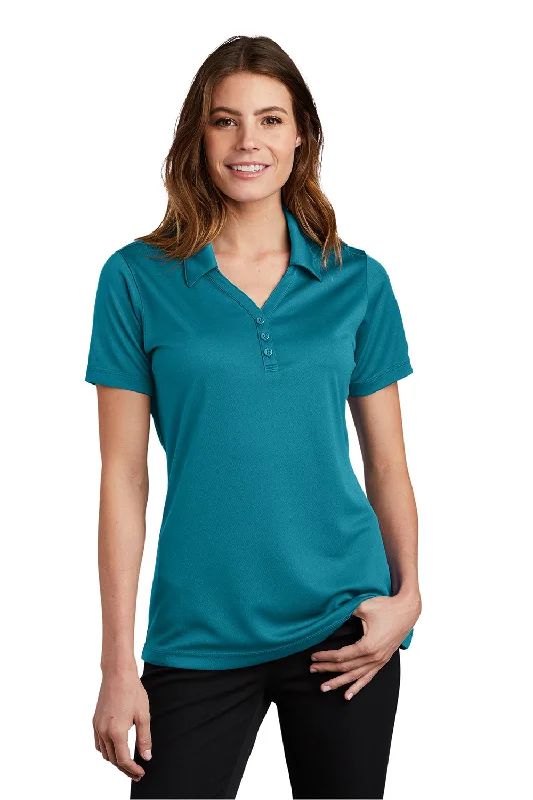 Henley shirts casual -Sport-Tek Womens Micro-Mesh Moisture Wicking Short Sleeve Polo Shirt - Blue Wake