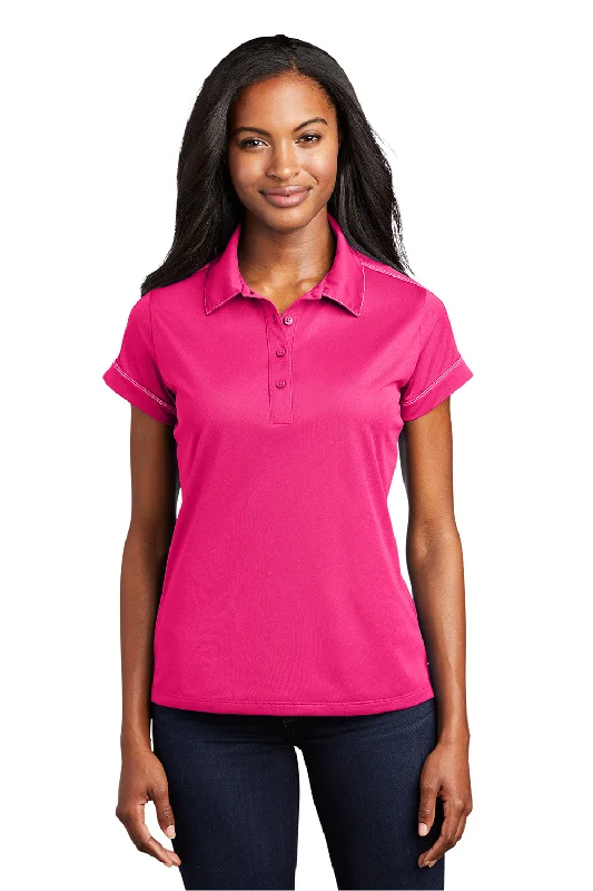 one-shoulder shirts edgy -Sport-Tek Womens Sport-Wick Moisture Wicking Short Sleeve Polo Shirt - Raspberry Pink