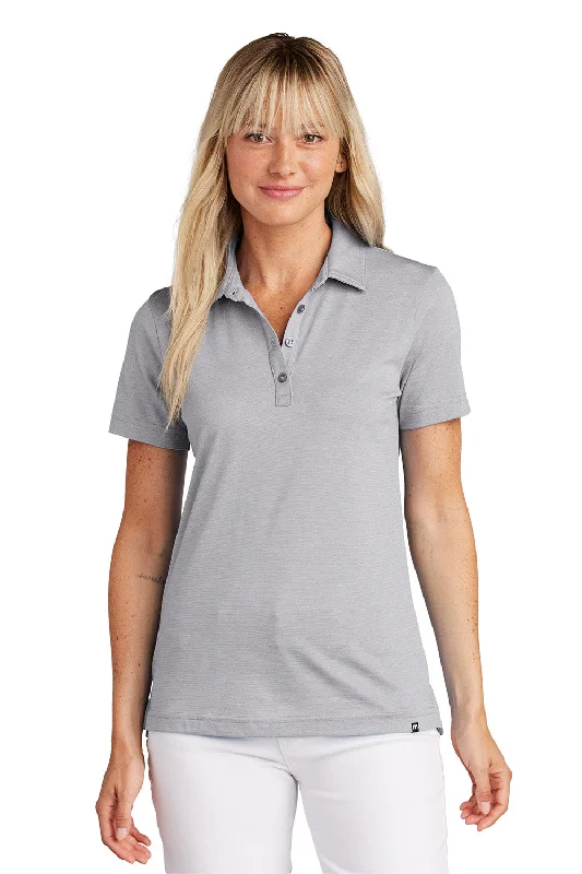 map shirts adventure -TravisMathew Womens Sunnyvale Wrinkle Resistant Short Sleeve Polo Shirt - Heather Light Grey - New