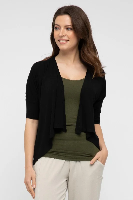 Cardigan for summer outings -Bamboo Drape Cardi - Black