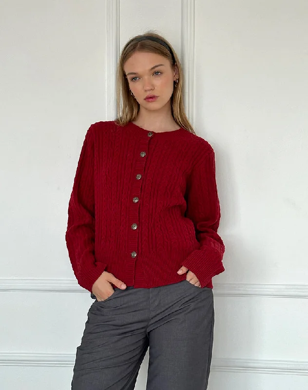 Cardigan for spring outfits -Bavana Cardigan in Deep Red