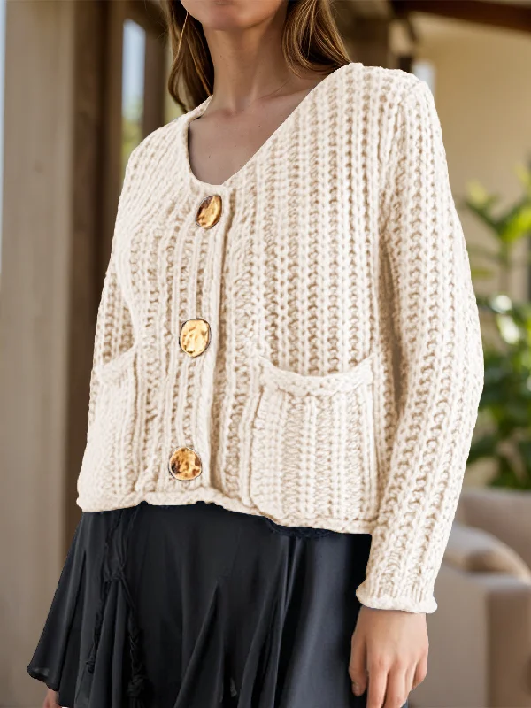 Cardigan with toggle buttons -Button Down Long Sleeve Cardigan