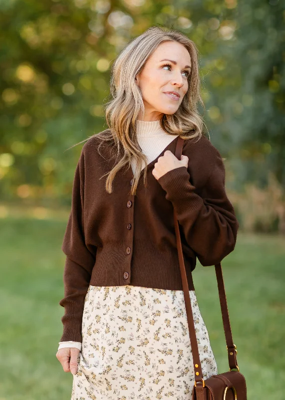 Purple cardigan women -Button Up Brown Cardigan