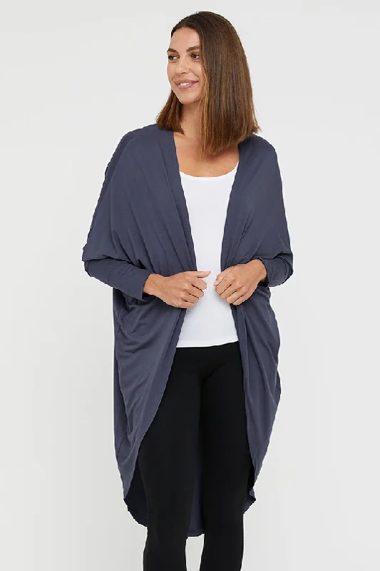 Cardigan for casual dinners -Cocoon Cardigan - Storm