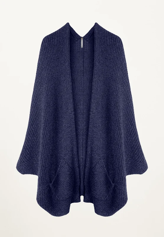 Cardigan with cable pattern -Erte Cape Cardigan in Indigo