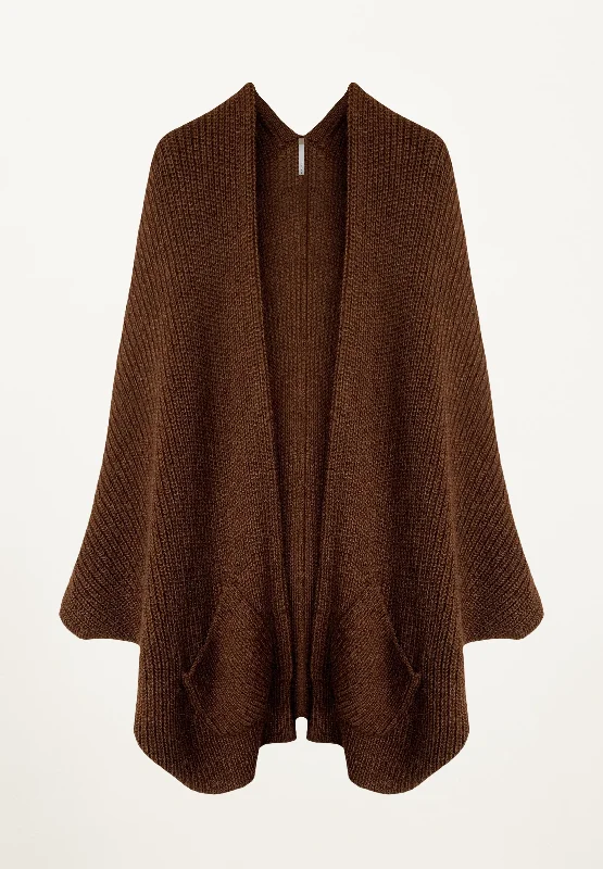 Cardigan with side pockets -Erte Cape Cardigan in Terracotta