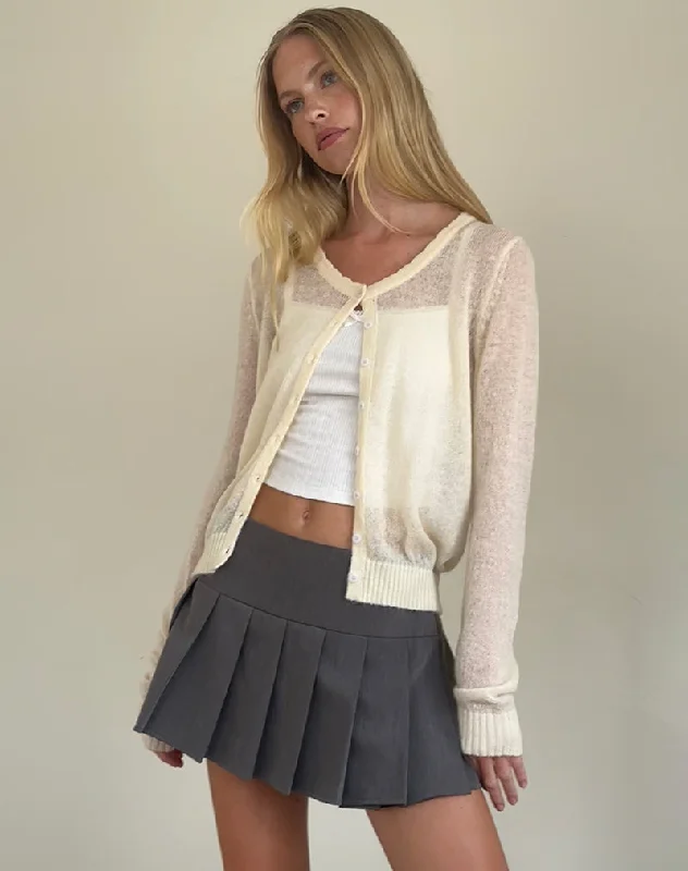 Pink button-up cardigan -Solana Light Knit Cardigan in Ivory