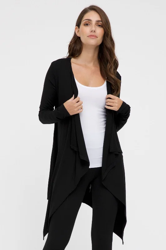 Cardigan for fall outings -Waterfall Cardigan - Black