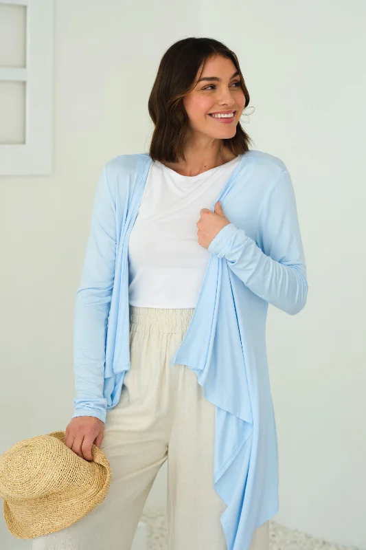 Green knit cardigan -Waterfall Cardigan - Powder Blue