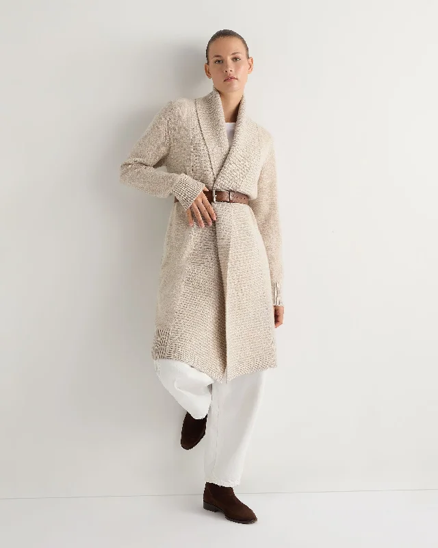 Cardigan with plaid sleeves -Women's Abbey Cashmere Cardigan Sand Brown