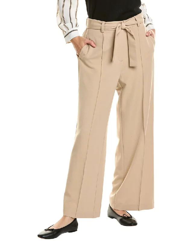 sweatpants relaxed -Adrianna Papell Twill Wide Leg Pant