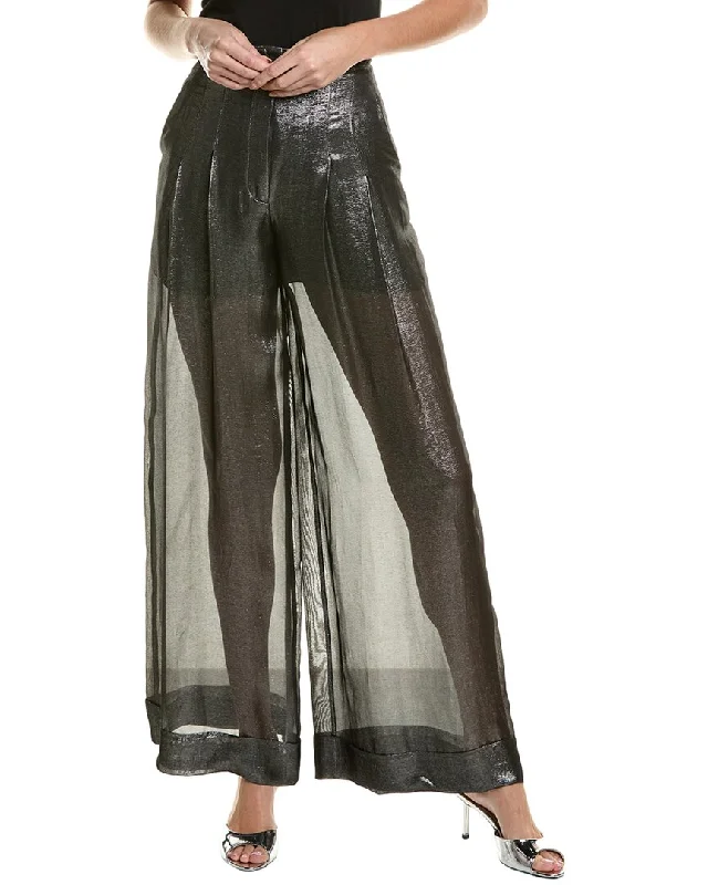 pants for cozy -Alberta Ferretti Silk-Blend Trouser