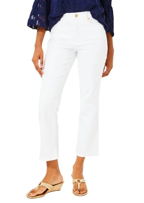 wind pants airy -Annet High Rise Crop Flare Jean In Resort White