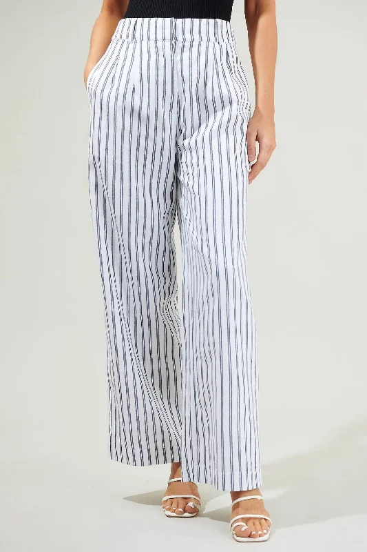 pants for branded -Arlah Striped Pleated Pant In Navy Blue