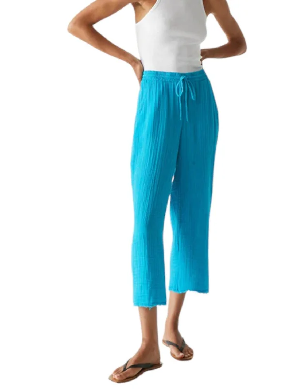 school pants uniform -Ashton Crop Gauze Pull-On Pants In Light Blue