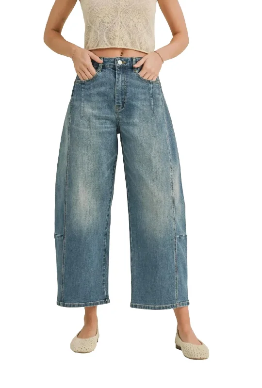 pants for success -Barrel Loose Fit Denim Jean In Blue