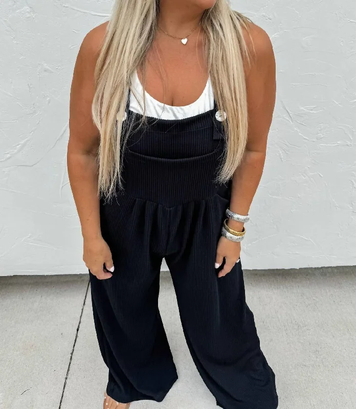 pants for warm -Be Yourself Boho Overalls In Black