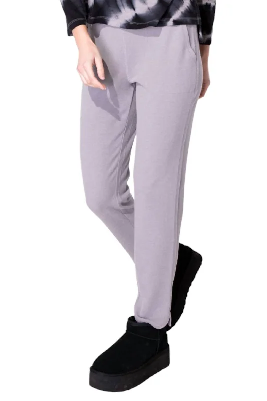 cotton pants soft -Butterfly Rib Knit Pant In Fog