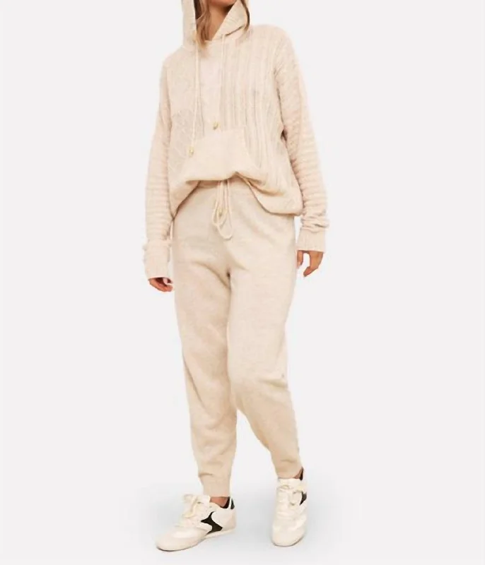 pants for weekends -Cable Knit Cashmere Jogger In Cygnet