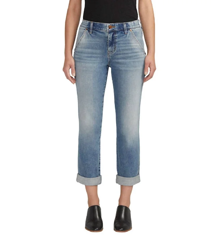 pants for happiness -Carter Mid Rise Girlfriend Jean In Mariner Blue