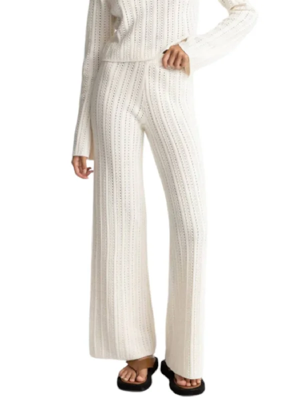 mid-rise pants balanced -Charlize Wide Leg Knit Pants In White