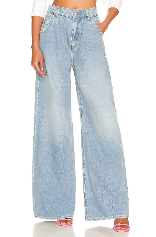 seamless pants comfy -Chloe High Rise Pleated Wide Leg Jeans In Sawtelle