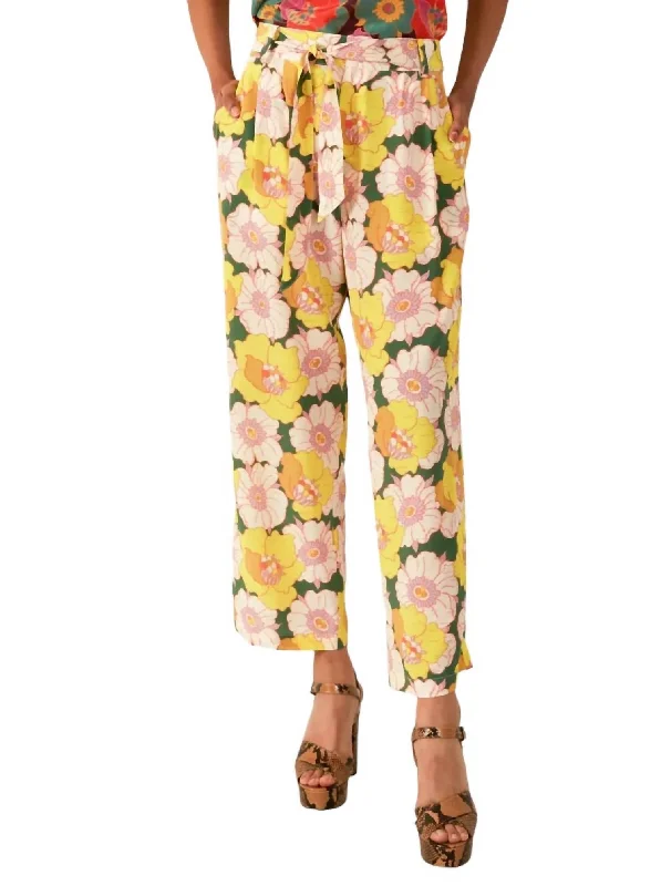 rain pants waterproof -Colette Citrus Blossom Silk Pant In Green Citrus