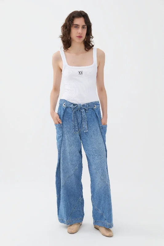 dance pants stretchy -Contrast Top Stitching Pockets Jeans