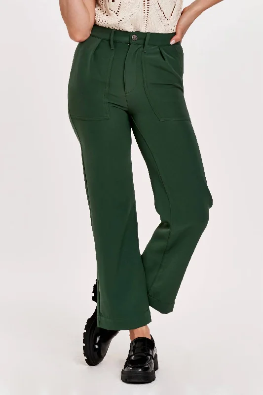 herringbone pants subtle -Cordova High Rise Straight Leg Cropped Pant In Cypress