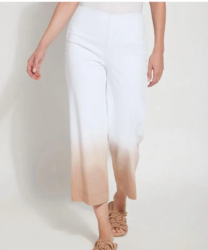 pants for glamour -Cropped Wide Leg Ombre Pants In Multi