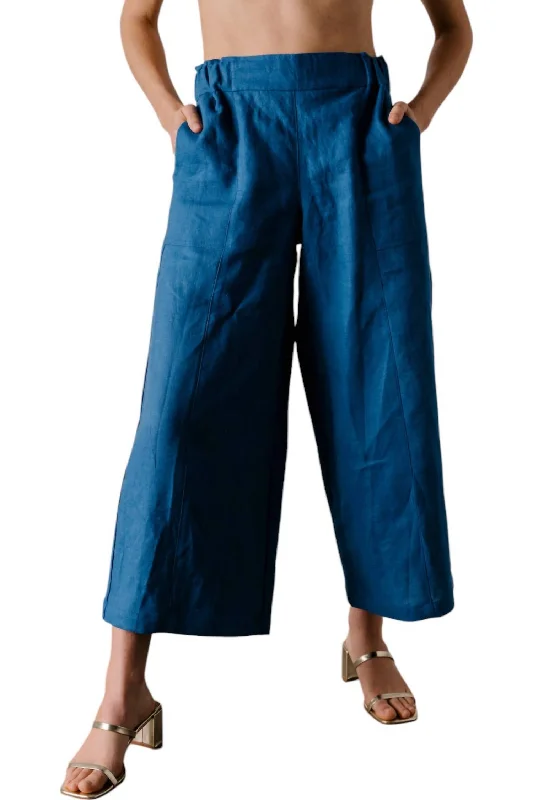 pants for solid -Emil Easy Crop Pants In True Blue