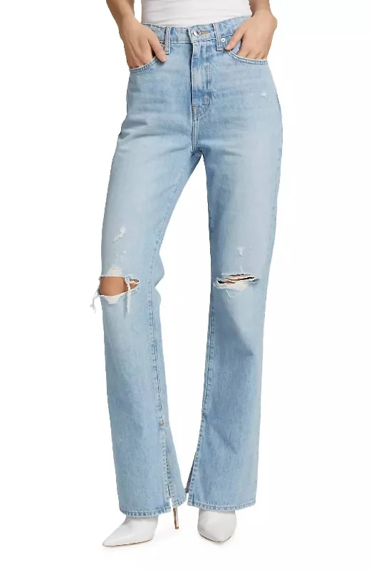 bohemian pants free -Frankie High Rise Straight Jeans In Distressed Bowery