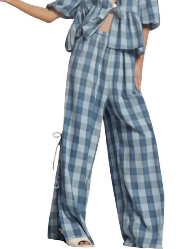 pants for joy -Gauze Bow Tie Pants In Blue