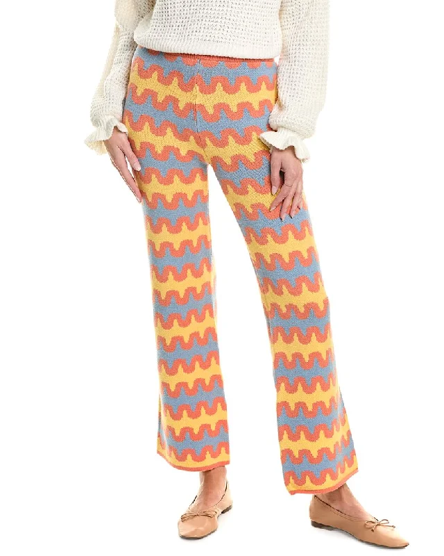 pants for light -Gracia Crochet Knit Ribbed Wide Leg Pant