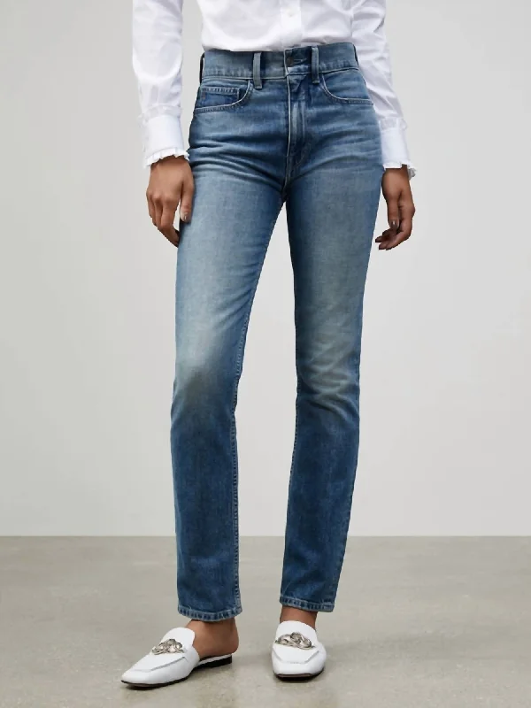 pants for festivals -High Rise Straight Ankle Reeve Ital. Heritage Jean In Faded Skyline