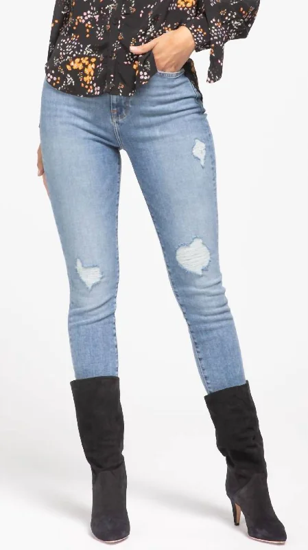 leather-look pants edgy -High Waist Ankle Skinny Jean In Light Wash