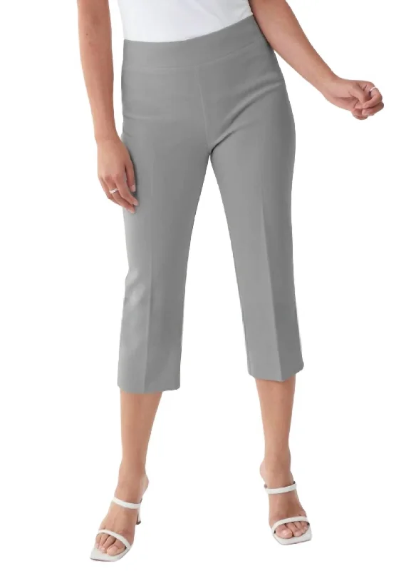 heathered pants subtle -High Waisted Capri Pant In Silver/grey