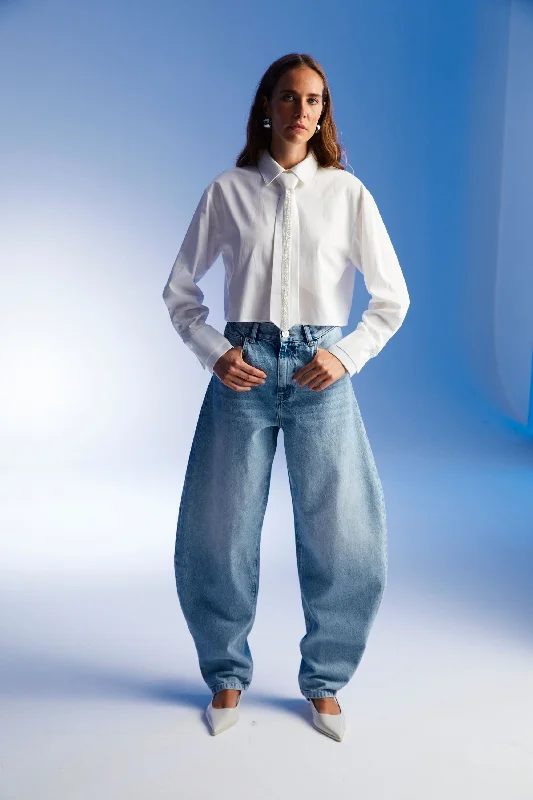 zippered pocket pants secure -High Waisted Jeans