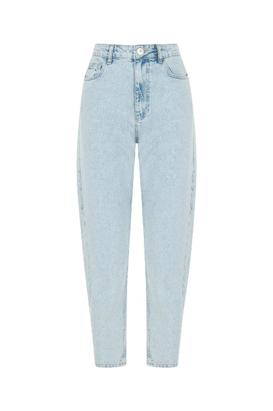 raw hem pants edgy -High-Waisted Jeans