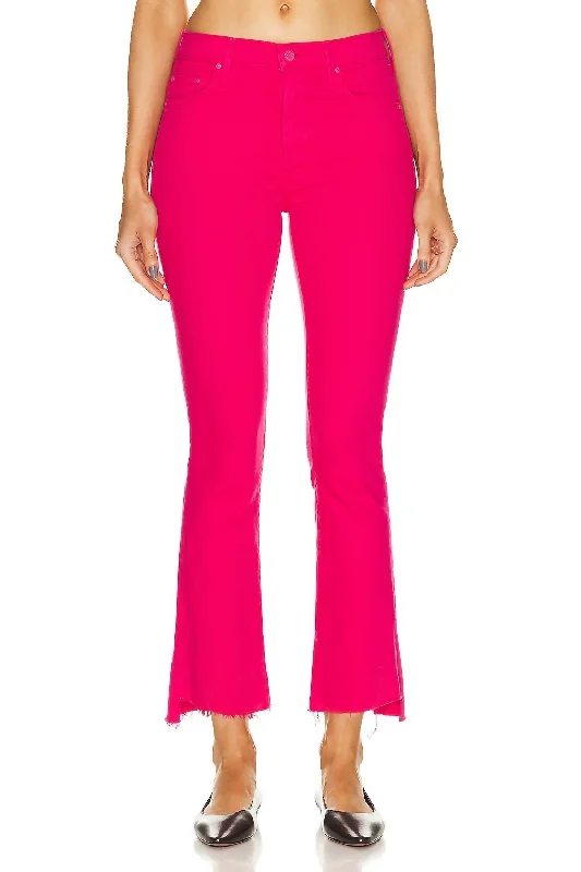 pants with embroidery -Insider Crop Step Fray Jeans In Raspberry Sorbet