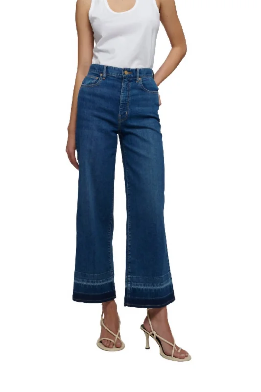 formal pants elegant -Isla High Rise Wide Crop Denim In Mercer