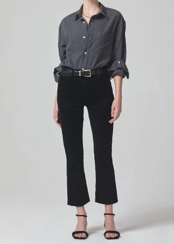 rain pants waterproof -Isola Cropped Corduroy Jean In Black