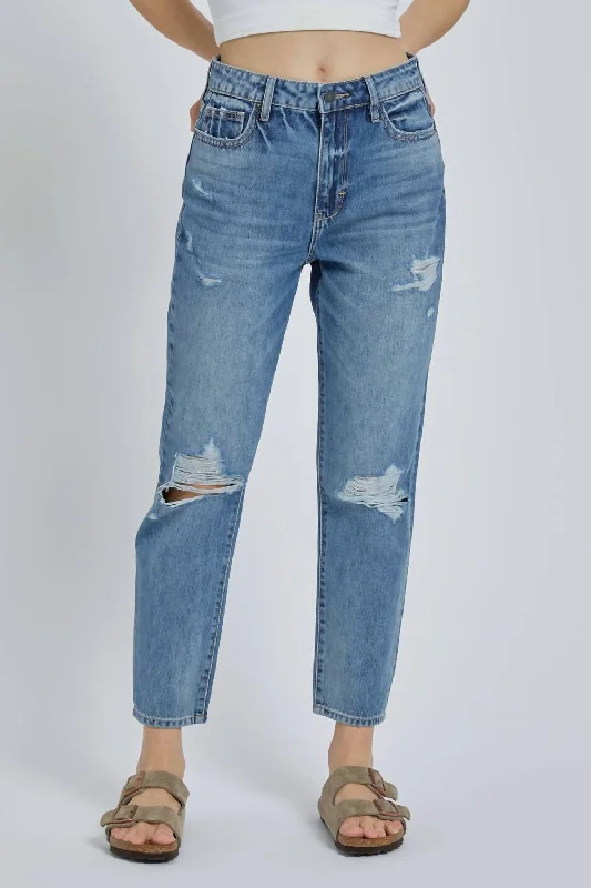 pants for morning -Jayce High Rise Straight Crop Jean In Medium Wash