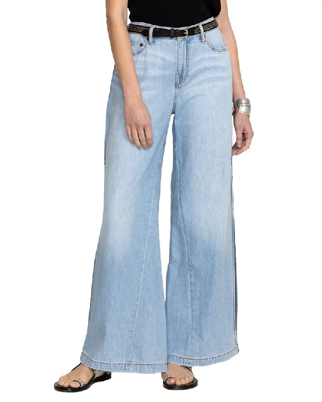 pants for fast -Johnny Was Melanie Blanket Stitch Wide Leg Jean