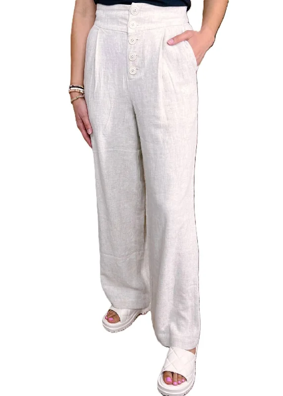 faux fur pants luxe -Julius Linen Pant In White