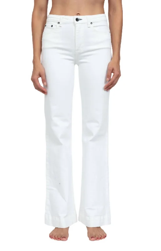 pants for short -Juniper Wide Leg Linen Jeans In Ivory